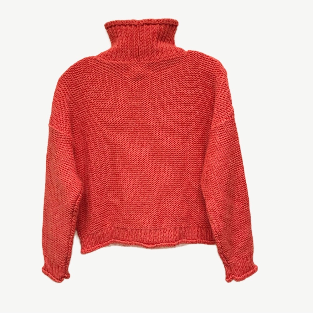 Anthropologie Mock Neck Knit Sweater Size XS Coral - Picture 2 of 10